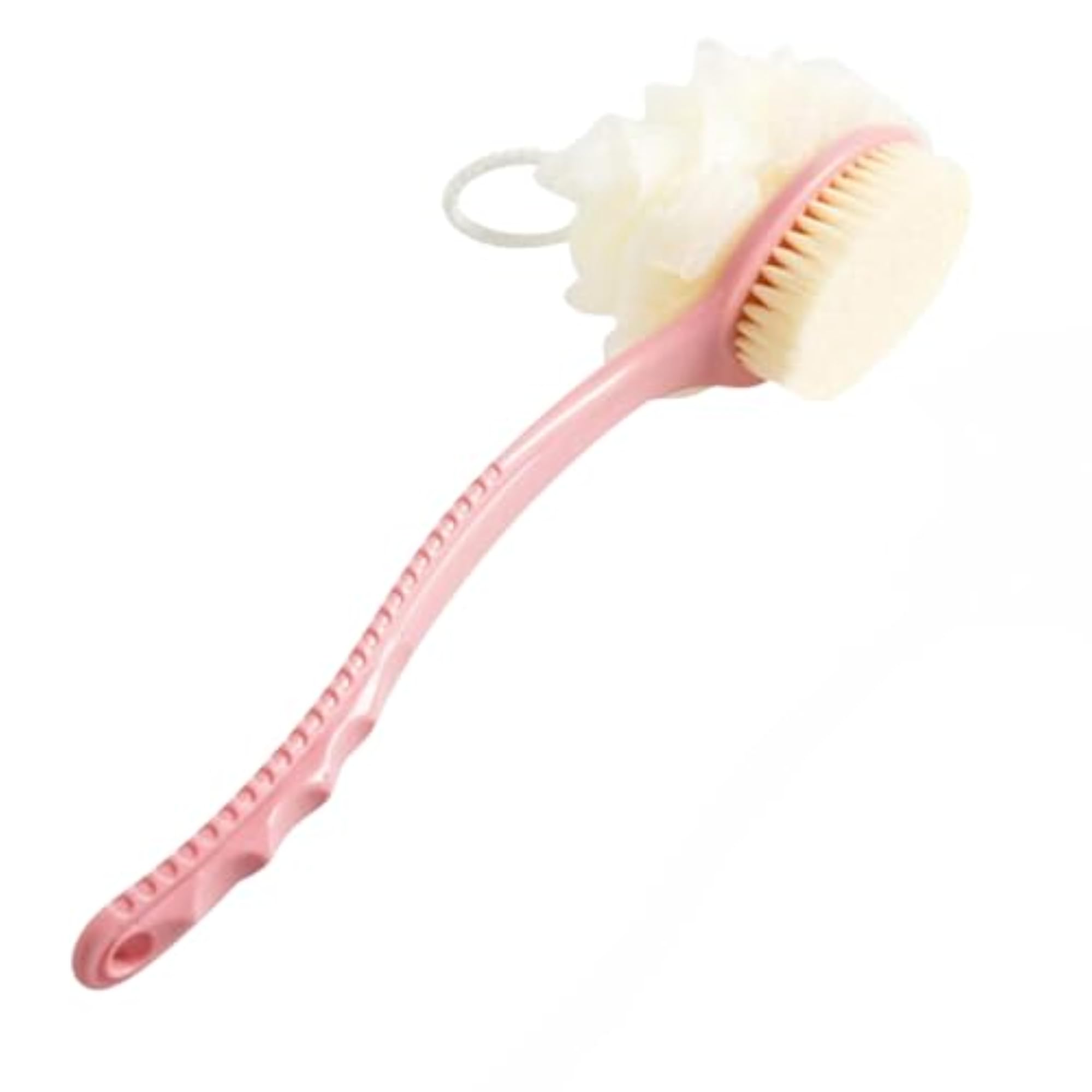 Multicolor 2-in-1 Long Handle Body Brush, Loofah & Bristle